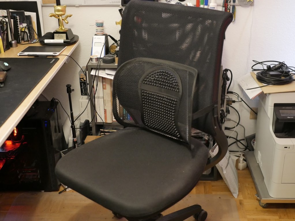 My office chair, with a lumbar support addon