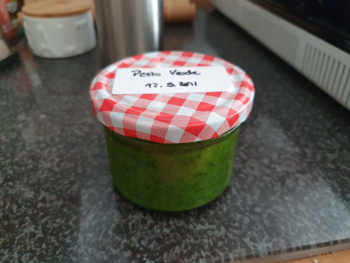 One small jar of freshly made pesto