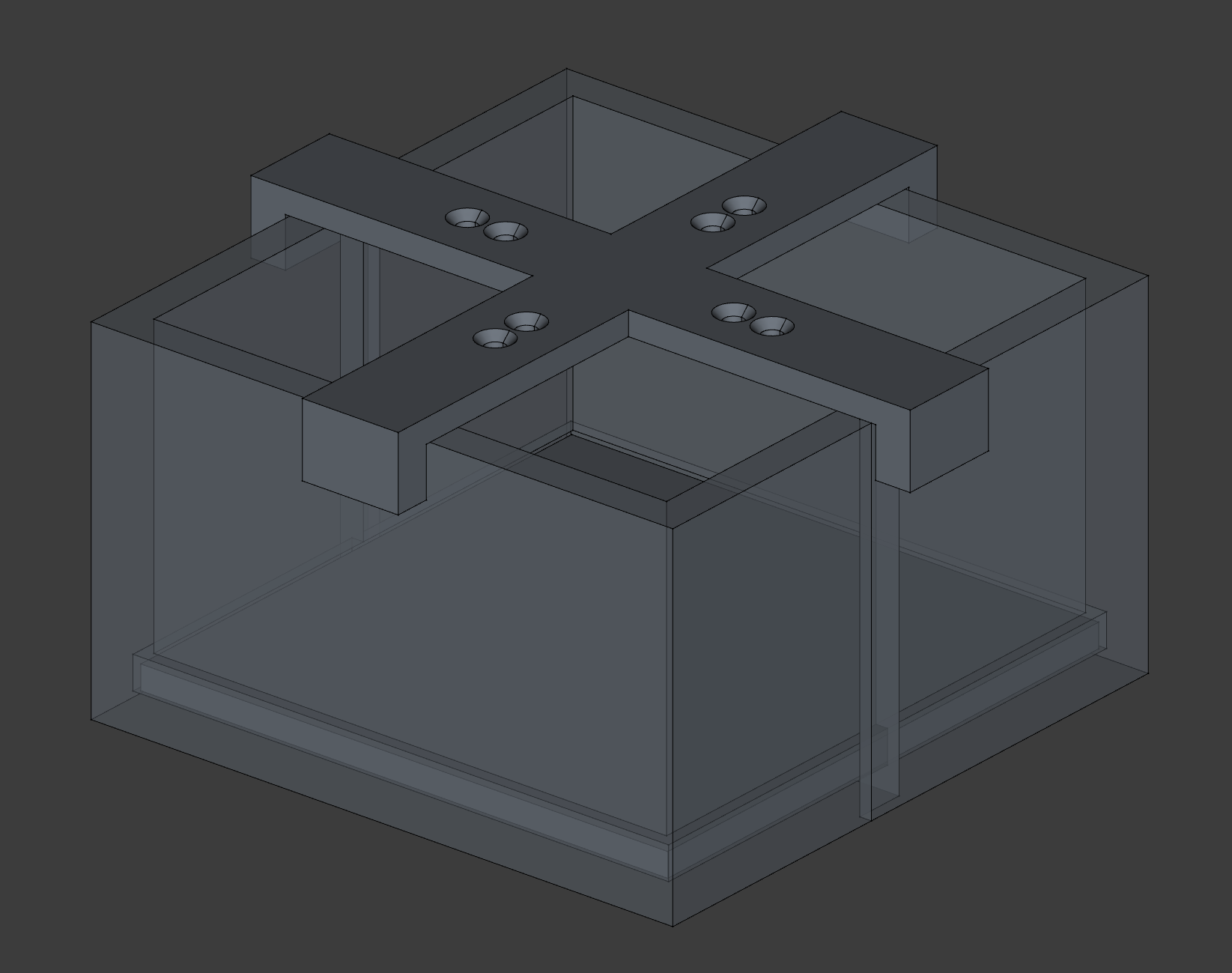 The mold box configuration for the second pour. Both halves, the smooth bottom and the cross brace.