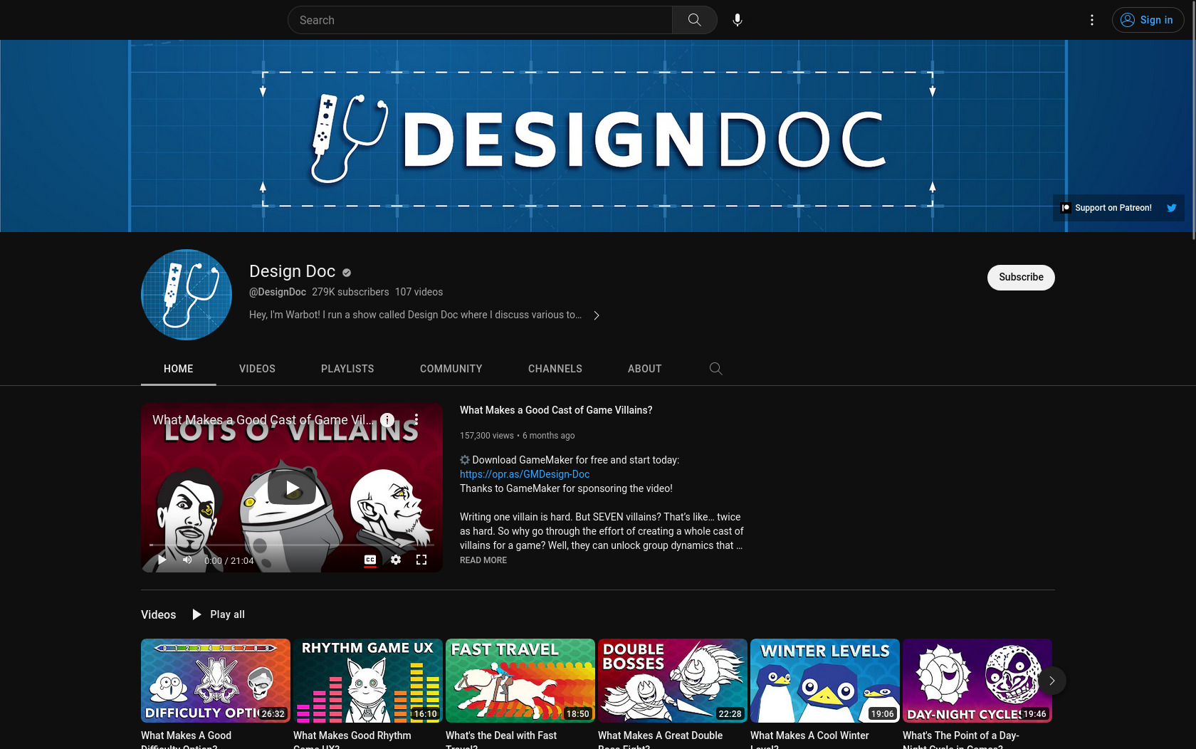 Screenshot of the Design Doc YouTube channel