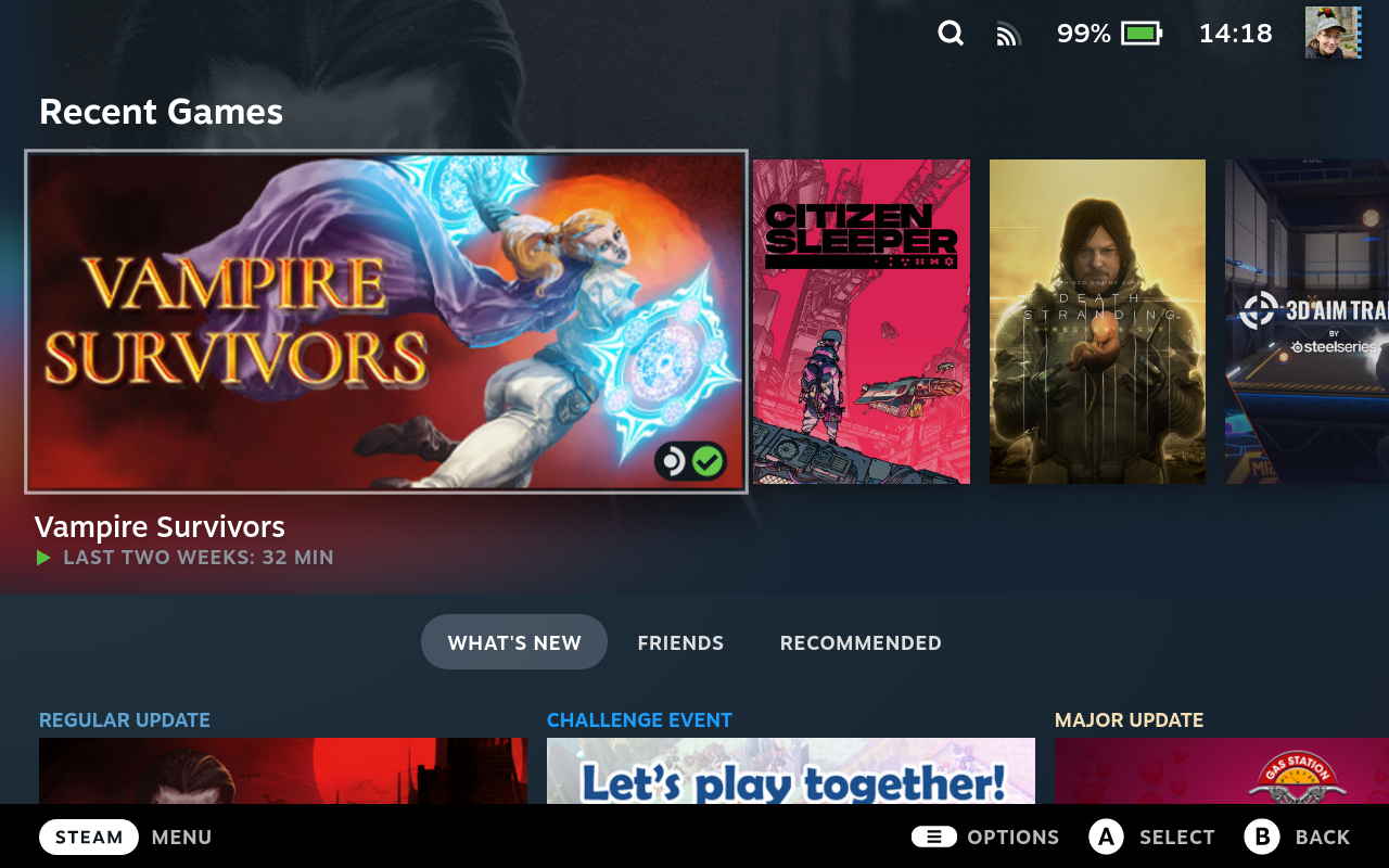 A freshly synced screenshot of my Steamdeck’s home screen