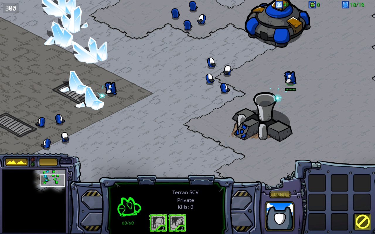 Screenshot of the cartoon skin for StarCraft Remastered